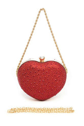 Womens Rhinestone Pave Heart Shape Party Box Clutch | Zarnesh